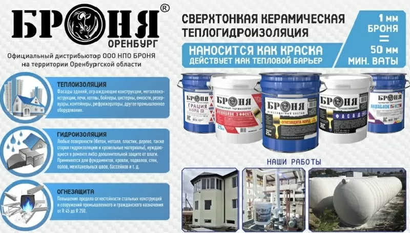 Сверхтонкая тепло-гидроизоляция Броня. 1мм-50мм мин. ваты. 8